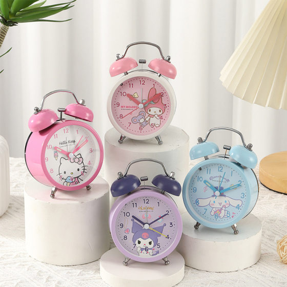 Genuine cartoon student alarm clock super loud wake-up alarm children's bedside mute clock ornaments night light clock