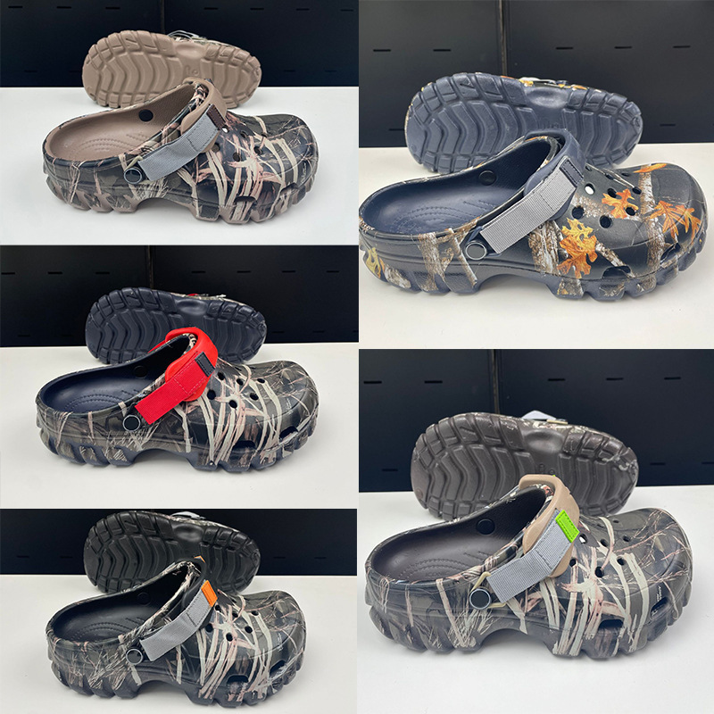 Cross New European-Style Perforated Shoes Classic Camouflage Print Beach Shoes Soft-Soled Casual Versatile Sandals Garden Shoes