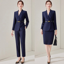 艾尚臣藏青色时尚职业套装气质女神范酒店前台售楼部高级感工作装