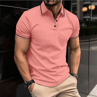 European and American Cross-border 2025 Summer Hot Men's Button Polo3D Printed Casual All-match Simple Sweatshirt