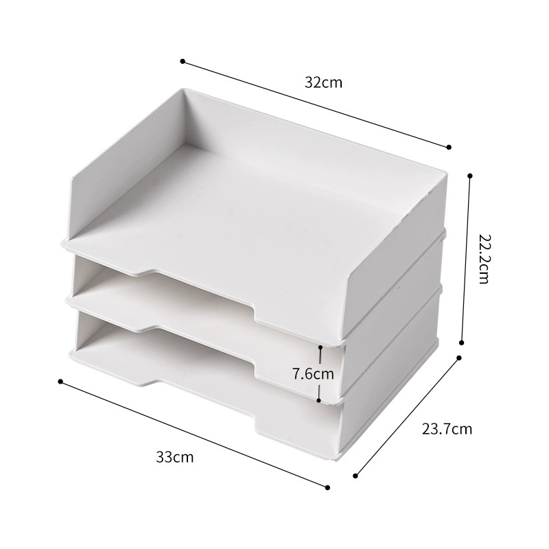 A4 Paper Storage Box, Horizontal Stackable Desktop File Rack, Pull-Out Station, White/Black