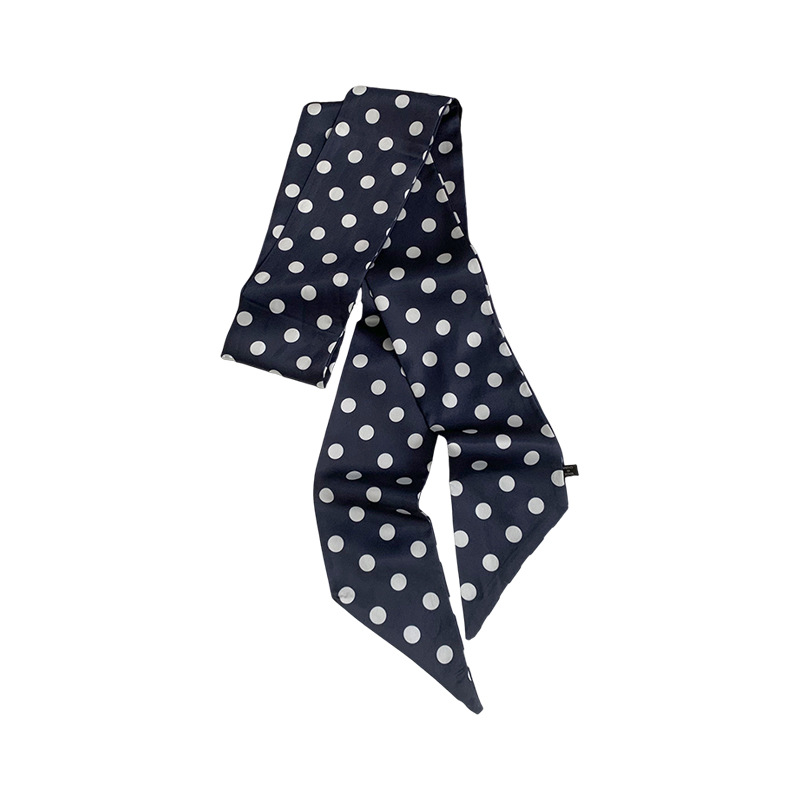 Versión coreana de la bufanda de seda de imitación con lunares decorativos de todo fósforo