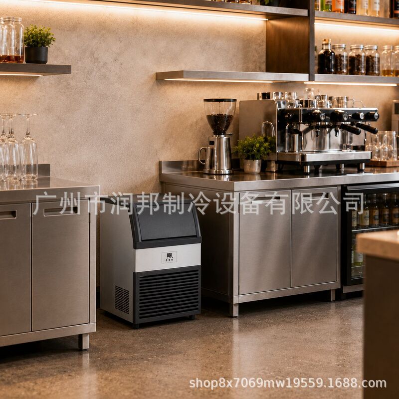 Small commercial ice maker for milk tea shops, cube ice maker, ice pellet machine 80kg Bar and hotel commercial refrigeration equipment Small commercial ice maker for milk tea shops, cube ice maker, ice pellet machine 80kg Bar and hotel commercial refrigeration equipment