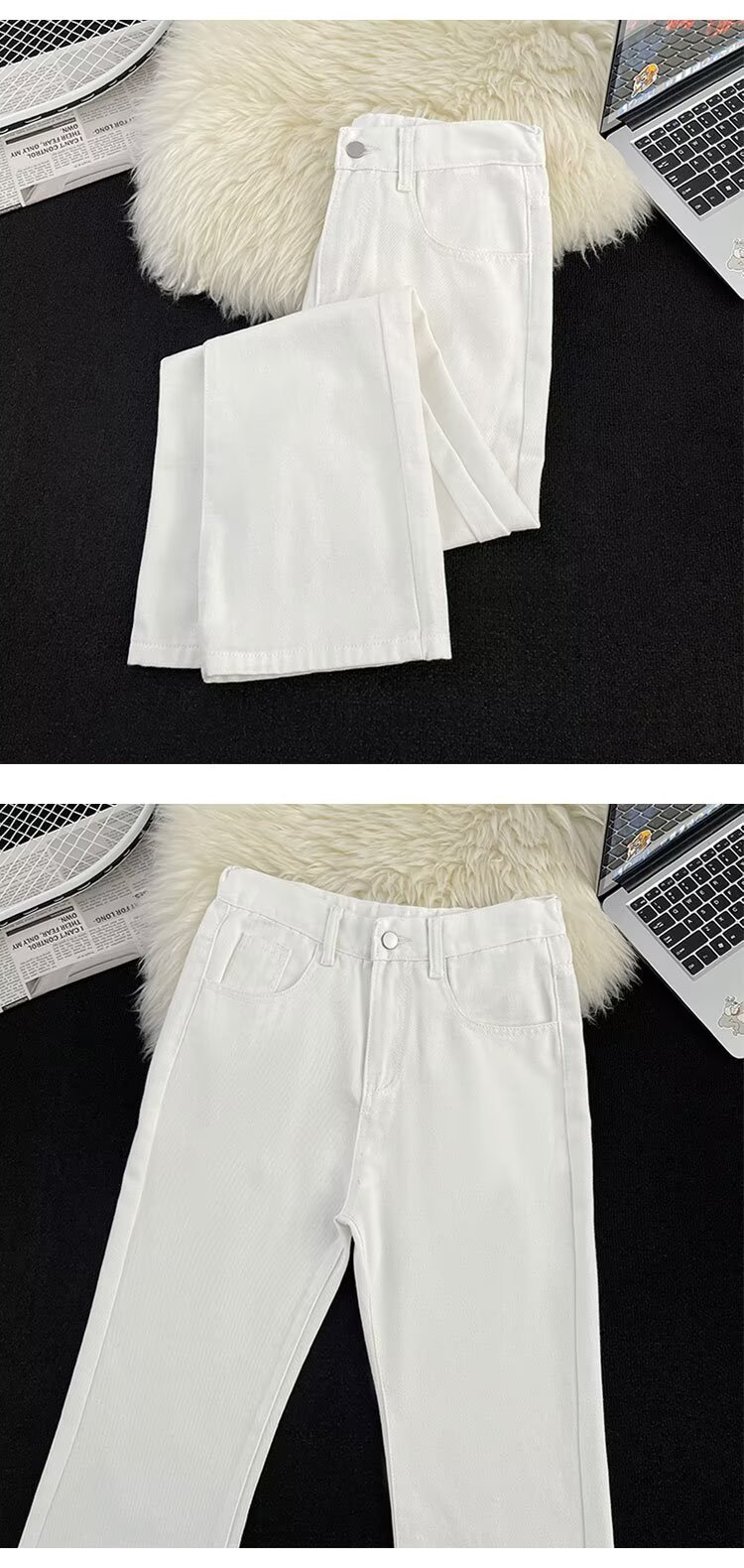 White Washed Distressed Jeans Loose Straight Leg Casual Wide Leg Trousers American Street Style Trendy Workwear mid Waist Blue_mkmklike.com
