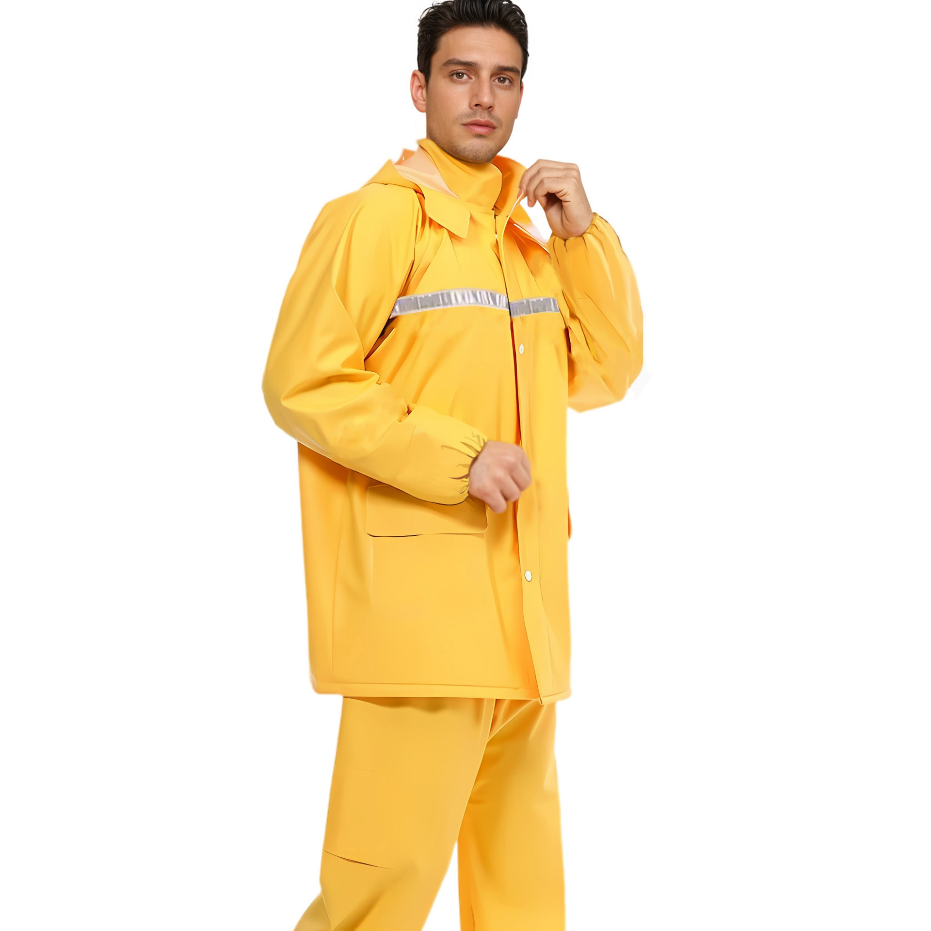 Capa de lluvia tipo split para adultos para llevar Capa de lluvia reflectante gruesa a prueba de tormentas al aire libre Doble capa de ciclismo protección laboral Capa de lluvia de comercio exterior