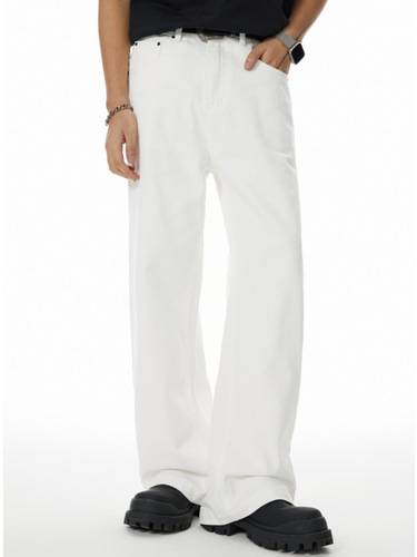 Men's Spring and Autumn 2025 Korean Version Wide Leg Denim Jeans for Men, Slimming, Droopy, Loose Straight Leg Casual Pants