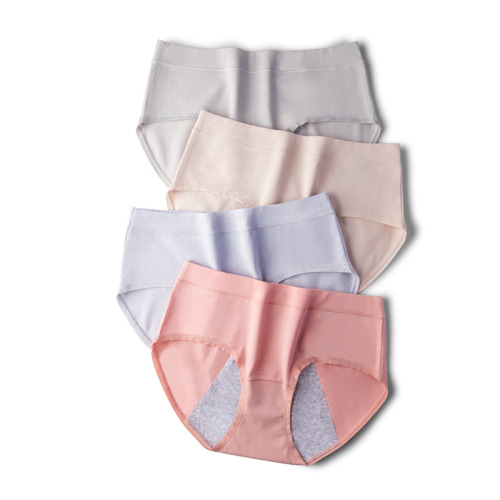 Wholesale women's pure cotton mid-rise breathable comfortable underwear, extended 3-layer leak-proof antibacterial menstrual physiological pants for women