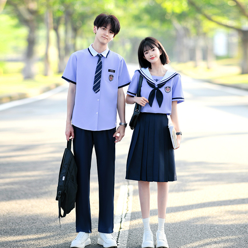 Navy-Style Class Uniforms for Junior High School Students, Summer Suits for High School Students, Sixth Grade Graduation Photos, Stage Performance Chorus Costumes