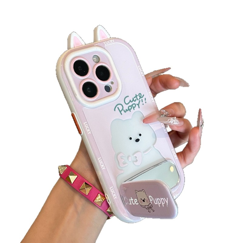 立体耳朵西高地支架适用苹果16手机壳vivo小米15oppo华为pura70|undefined