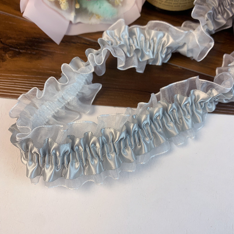 小香风双层粉色弹力蕾丝衣服花边辅料装饰手工diy材