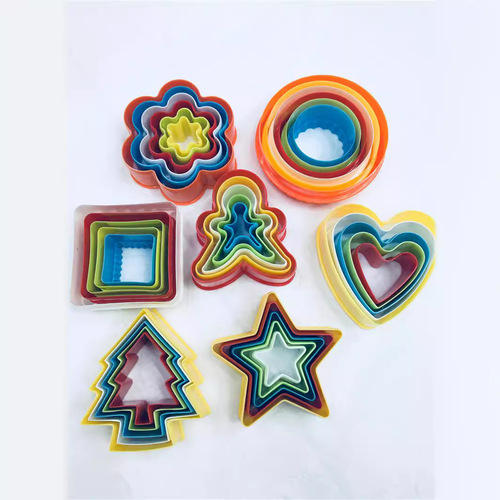 Baking mold 5-6 piece plastic cookie mold set, cake mousse circle, vegetable cutting, cookie plum blossom mold