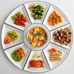 Internet Celebrity Douyin Reunion Tableware Ceramic Plate Creative Home Platter Tableware Combination Fan-Shaped Plate Moon Changzhen