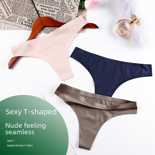 AliExpress foreign trade thong women's sexy ice silk low-waist women's underwear women's pure desire one-piece seamless