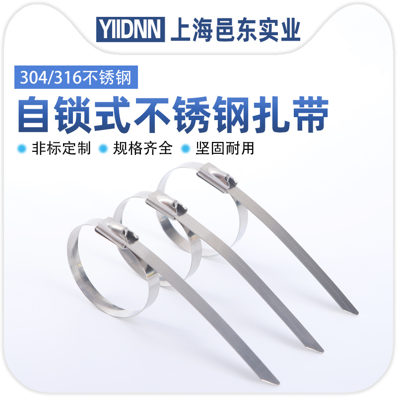 316不锈钢钢珠自锁式扎带束线带船用电缆金属打包带标牌捆绑扎带
