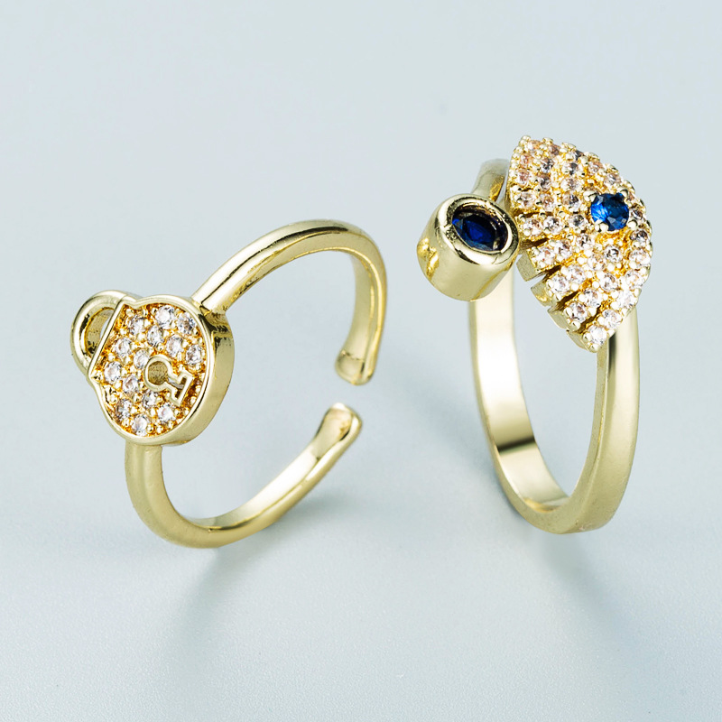 Wholesale Jewelry Demon Eye Ring Lockshaped Copper Ring Nihaojewelrypicture2