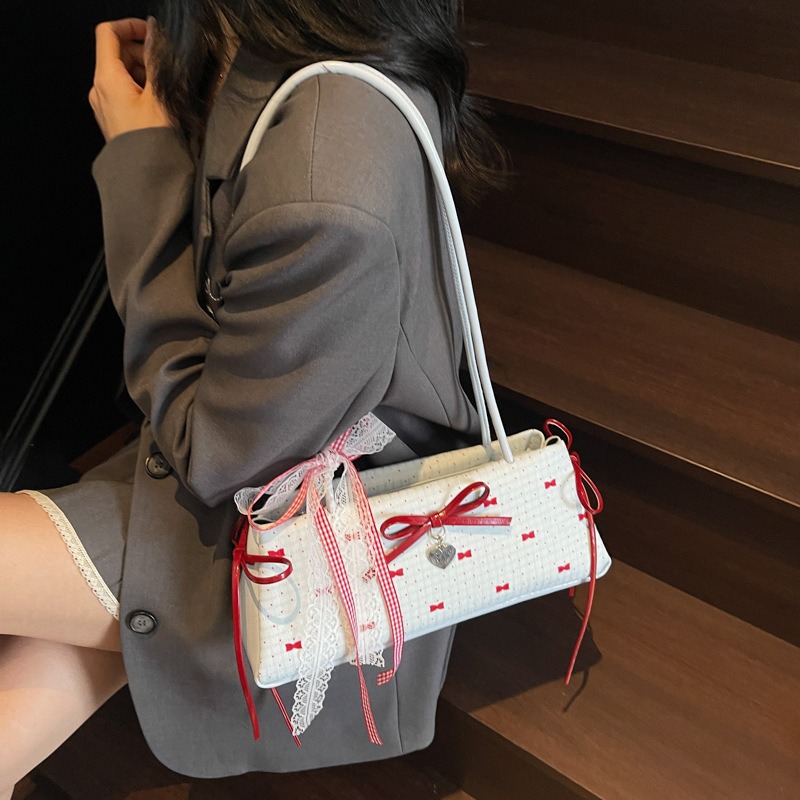 ライト高級レディースバッグ、小さな新鮮なリボン、シングルショルダーハンドバッグ、ニッチデザイン、ハイエンドの脇の下バッグ卸売|undefined