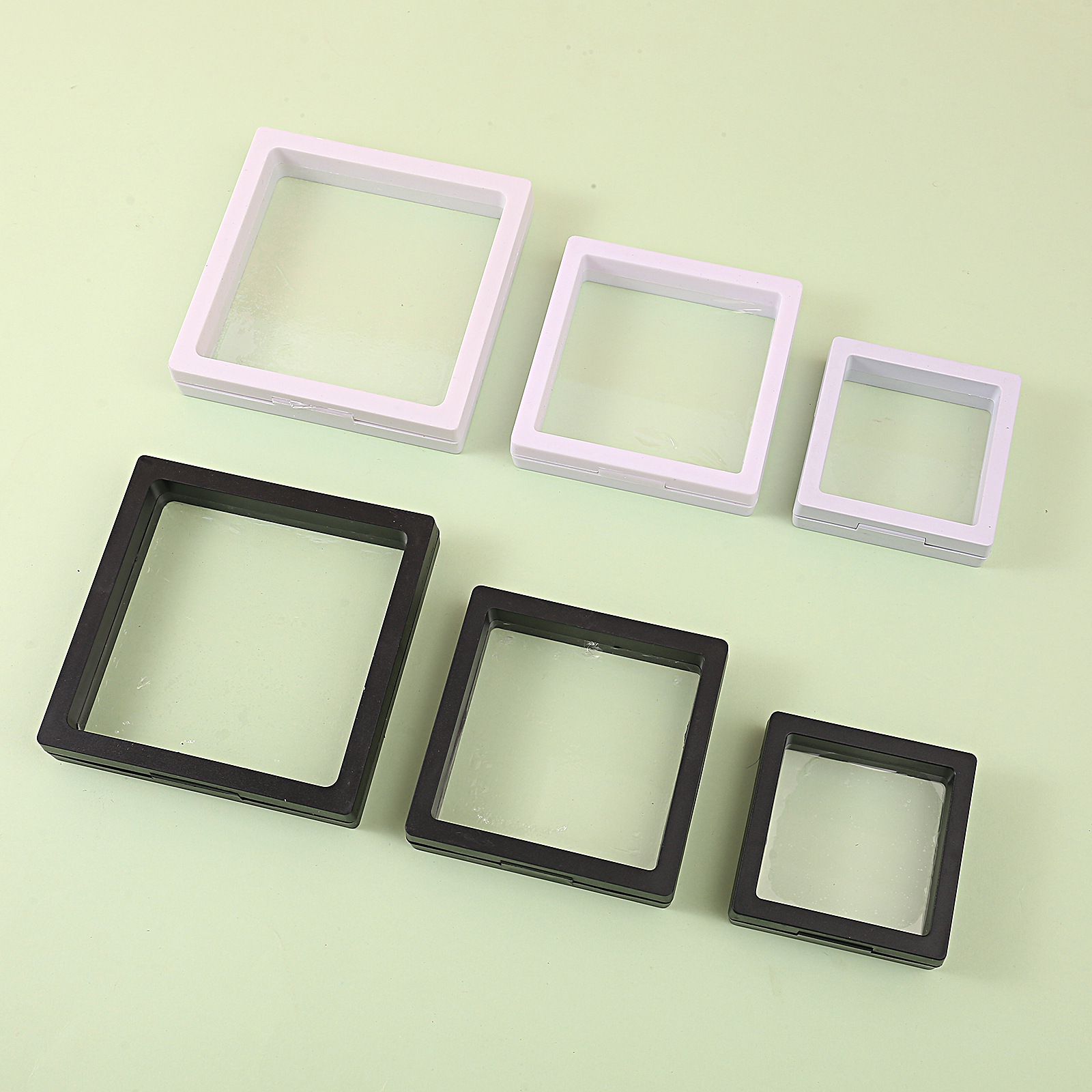 Promoción transparente a prueba de polvo película PE caja de suspensión anillo de joyería caja de exhibición collar de joyería caja de embalaje caja de almacenamiento de joyería