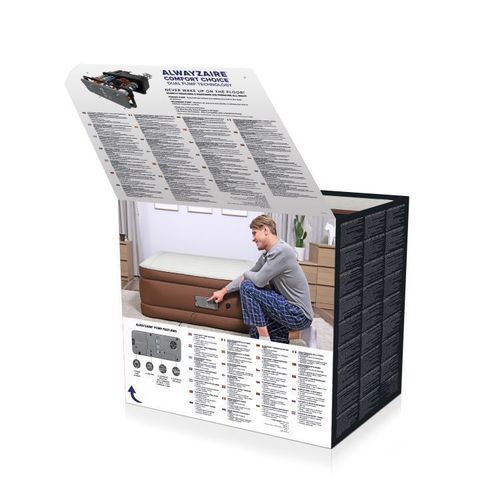 Bestway69037 Double Inflatable Bed with Large Fabric Cover, Built-in European Standard Intelligent Inflator Mattress for Home Use 