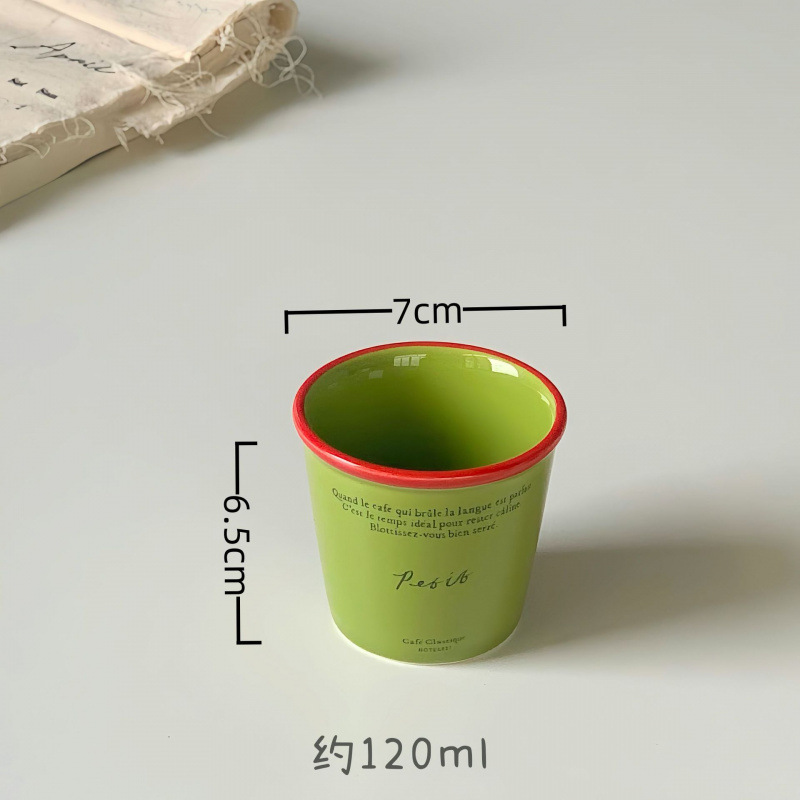 Taza de cerámica de letras mano alto barril ins taza de papel coreana retro modelado taza de café de oficina en el hogar