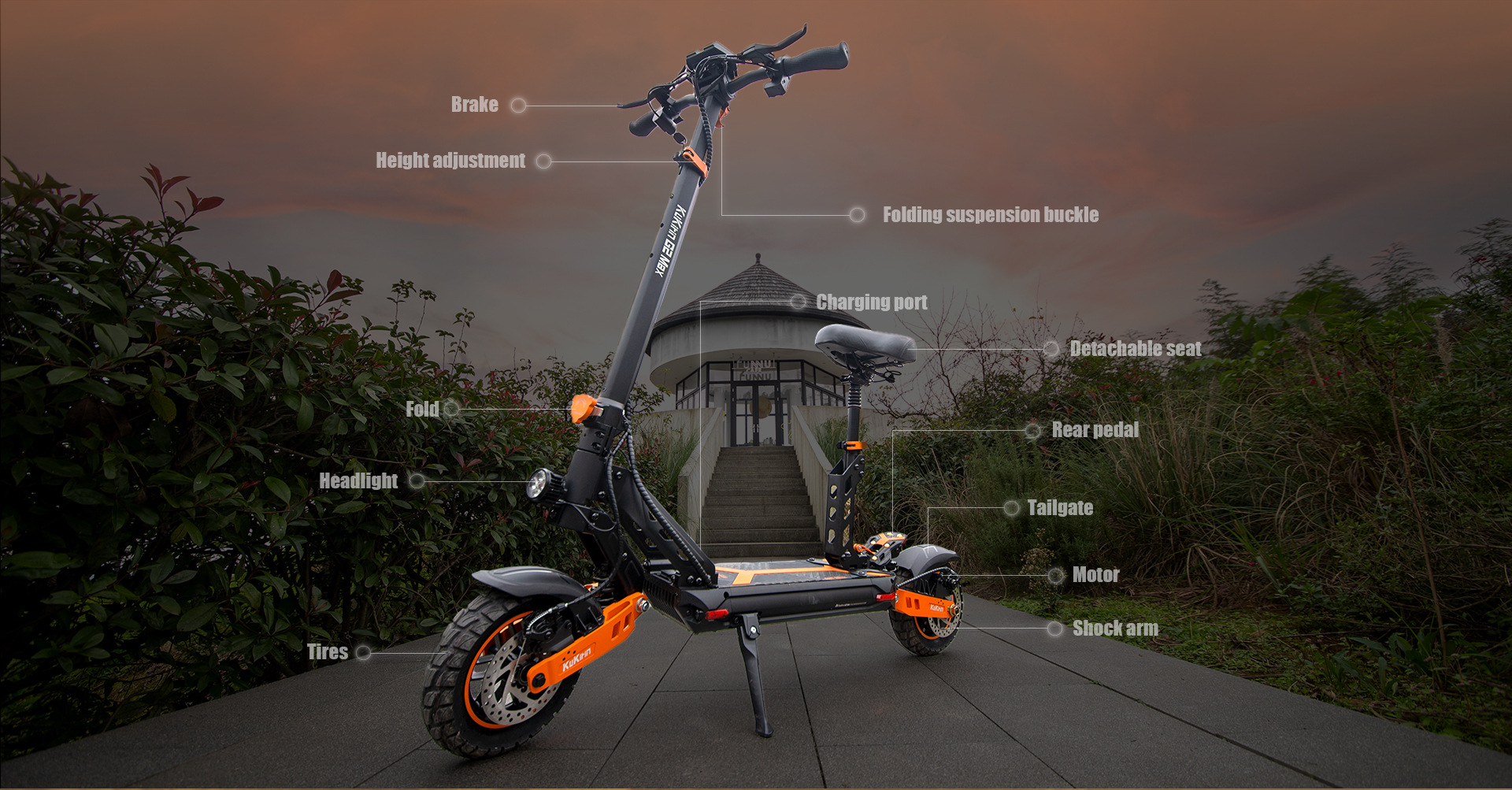 Kukirin Cool Kirin Electric Scooter G2Max Can Be Used for Sitting and Riding, Three-In-One 90% off Foldable Electric Mobility Scooter for Export