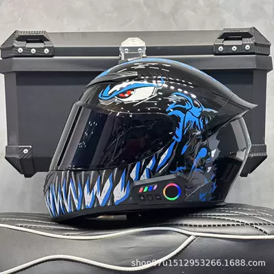 Motosiklet kaskı (dəbilqə) — Vehicle Helmet, Motorcycle Helmet - blue-venom-black-mirror-new-bluetooth-s-head-circumference-52-53-weight-45kg-or-less