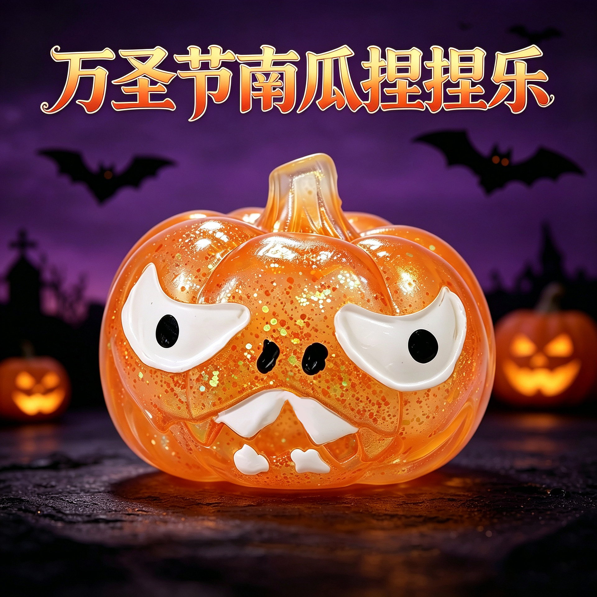 Cabeza de calabaza transfronteriza de Halloween nuevo pellizco de malta ventilación juguete de polvo flash creativo juguetes descomprimidos al por mayor