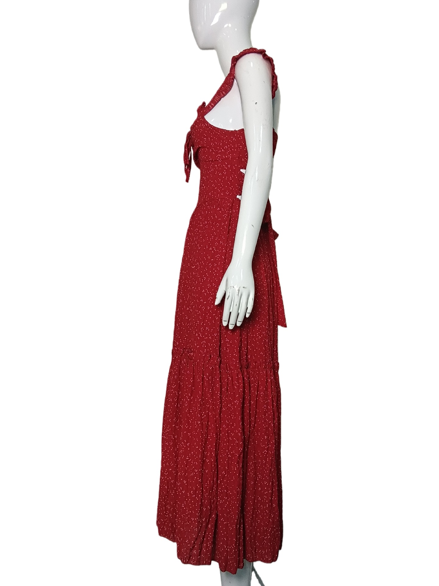 Women's Square Neck Floral Print Halter Flowy Tiered Maxi Dress – Bohemian Summer Resort Gown_ecoleips.com
