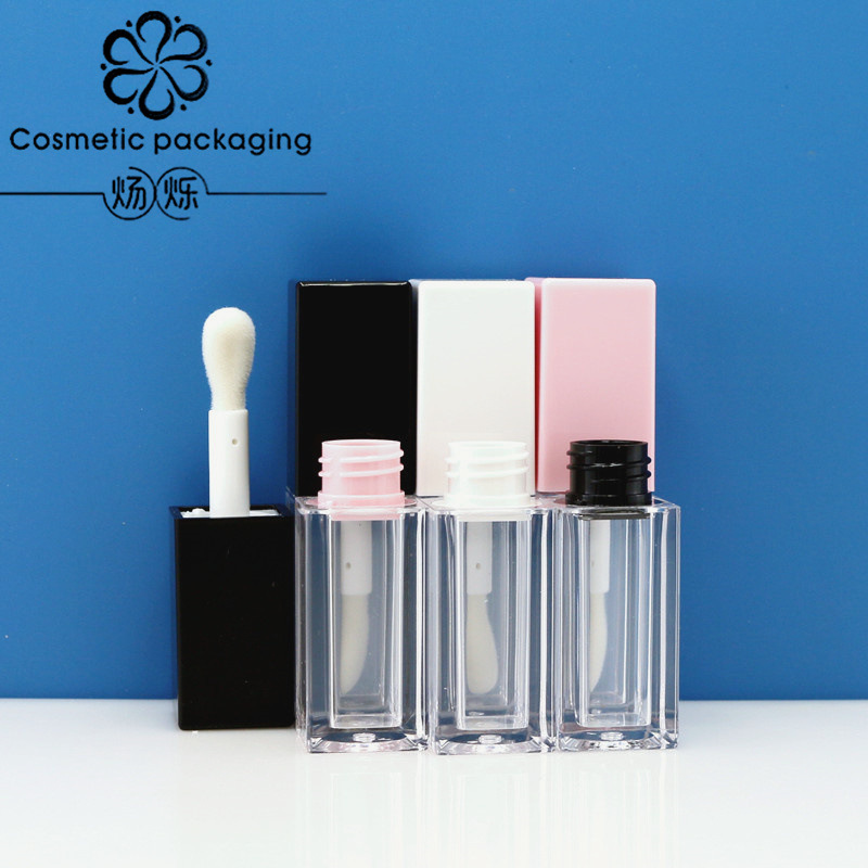 En stock gran cabeza de algodón cuadrado tubo de brillo de labios tubo vacío tubo de esmalte de labios 5ml material de embalaje cosmético fábrica al por mayor de cosméticos