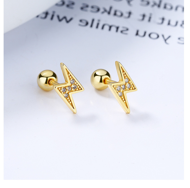 1 Pair Quantity Shopping Occasion 925 Sterling Silver Material Lightning Pattern 1 Pair 925 Sterling Silver Artificial Gemstones Lightning Ear Studs