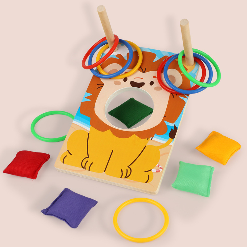 Cartoon de madera transfronteriza arrojar bucles bucles de arrojar bolsas de arena juegos bolsas de arena juguetes interactivos para niños al por mayor