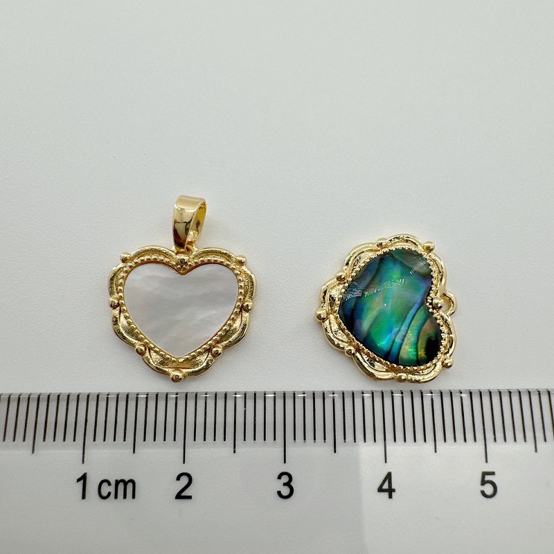 Shell, Abalone Shell Inlay Material DIY Jewelry Accessories Classification 1 Piece Copper Shell Abalone Shell Heart Shape Pendant