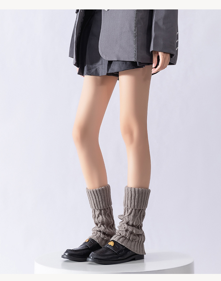 Leg Warmers Cotton Socks Women's Knitted Wool Warm Stacked Socks Mid Length Diamond Shaped Turn Down Socks Autumn And Winter Retro Calf Leg Covers_voghion.com