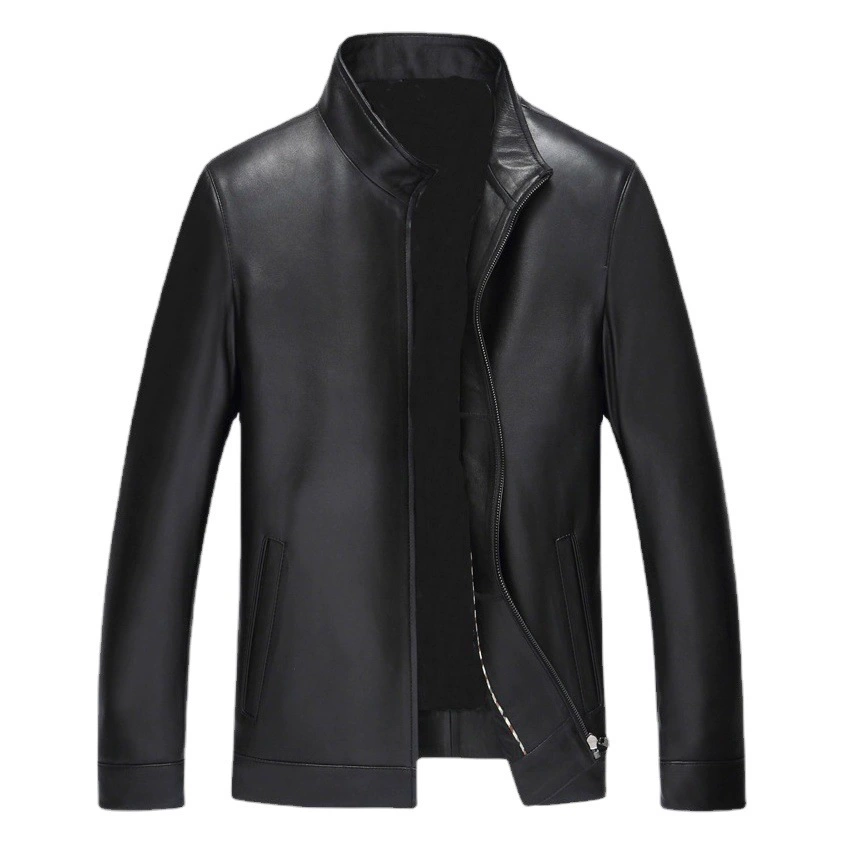 2025 Haining весна и осень новая кожаная кожаная одежда мужская голова слой овчины кожаная куртка папа для бизнеса повседневная куртка