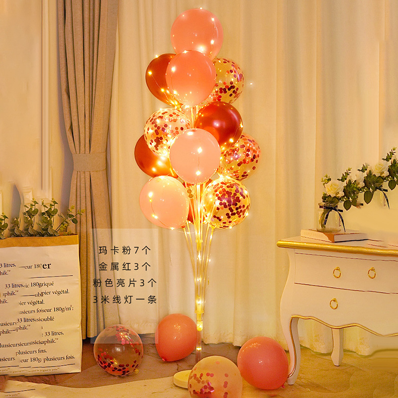 Columna de globo rojo flotante para decoración de bodas, cumpleaños y aperturas