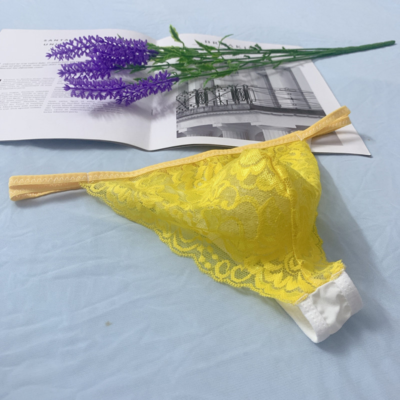 Lace Temptation Thong Seamless Transparent Fashion U-Convex Plus Size Sexy Men's Underwear_voghion.com