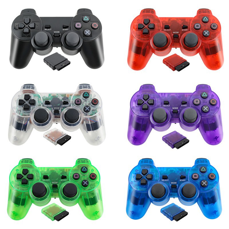 Factory Direct Sales Suitable for Ps2 Neutral Snowflake Key Wireless Controller, Dual Vibration, Colorful Transparent Controller