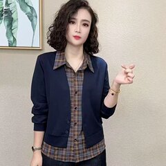秋季新款时尚卫衣休闲假两件减龄显瘦洋气长袖打底衬衫上衣