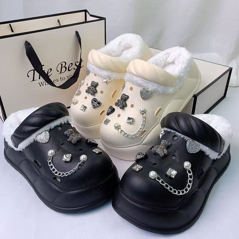 Furry Slippers Plus Furry Clogs for Women Amazon Black Bear Five-Pointed Star Suit Thick-Soled Clogs Can Be Shipped on Behalf of Others Furry Slippers Plus Furry Clogs for Women Amazon Black Bear Five-Pointed Star Suit Thick-Soled Clogs Can Be Shipped on Behalf of Others
