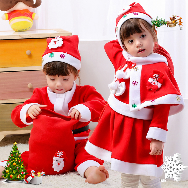 男の子と女の子のためのクリスマス子供服、パフォーマンス服、幼稚園の服、ドレスアップ服、子供用サンタクローススーツ|undefined