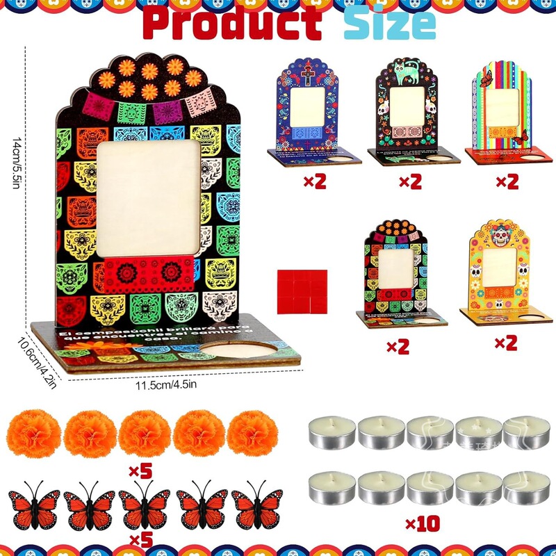 Cross-Border Mexican Day of the Dead Wooden Photo Frame Ornaments Desktop Altar Set Halloween Ghost Festival Decorative Wood Products