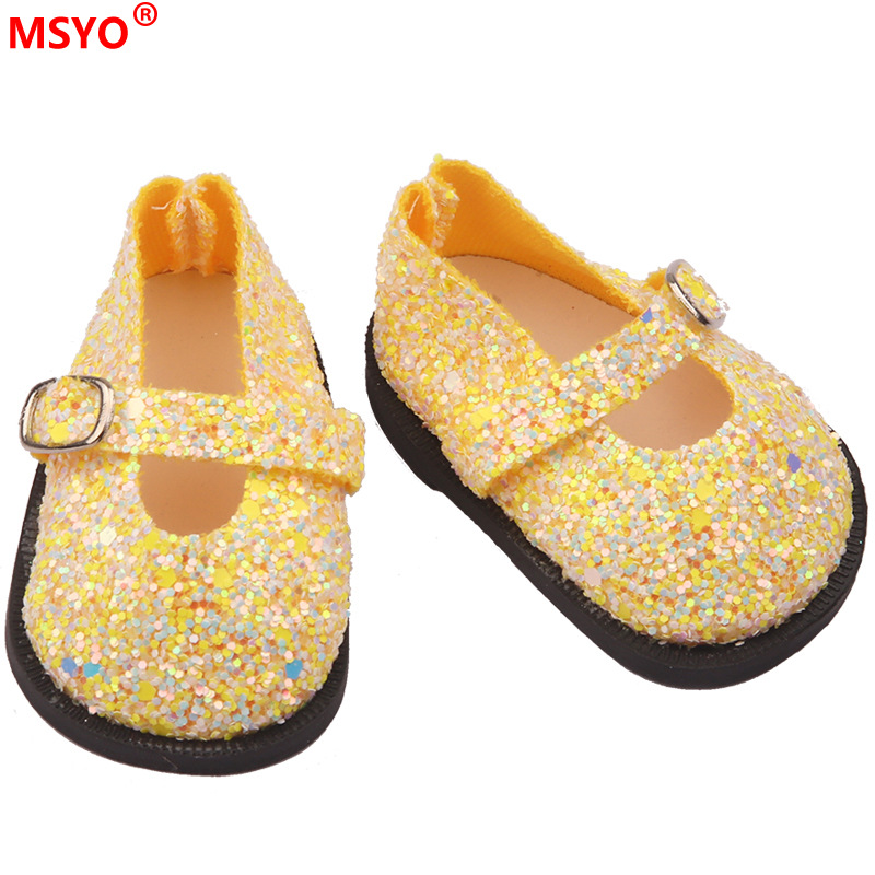 18 pulgadas American Girl muñeca zapatos 43cm muñeca lindo arco amor lentejuelas zapatos muñeca zapatos de lona