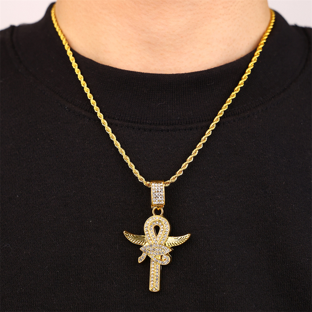 Hip Hop Traverser Oeil D'Horus Alliage Placage Incruster Strass Hommes Pendentif display picture 2