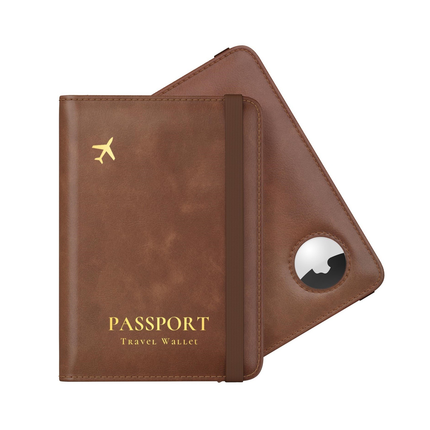 Passport holder with AirTag pocket, adjustable strap