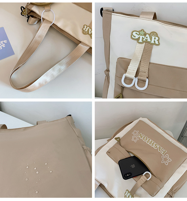 Student single-shoulder bag, Korean version color-blocked letter crossbody bag, hand-held tutorial bag for primary and secondary school students, hanging bag, student bag undefined