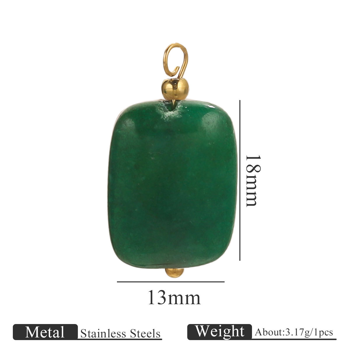 Piedra natural de acero inoxidable hecha a mano colgante colgante cuadrado DIY collar pendientes pulseras joyas accesorios al por mayor