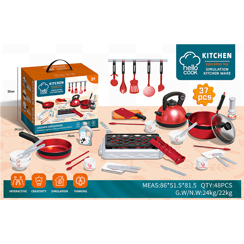 Transfronterizos nuevos niños juegan casa cocina juguetes diversión barbacoa cocina traje niños y niñas juguetes ventas directas de la fábrica