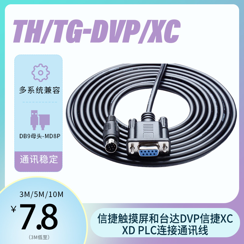TH/TG-DVP/XC适用信捷触摸屏和台达DVP信捷XC XD PLC连接通讯线