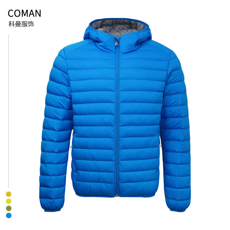 In-Stock 2026 Autumn and Winter New Thin Warm Men's down Jacket with Hood, Solid Color Short Style, 90% White Duck down Coat