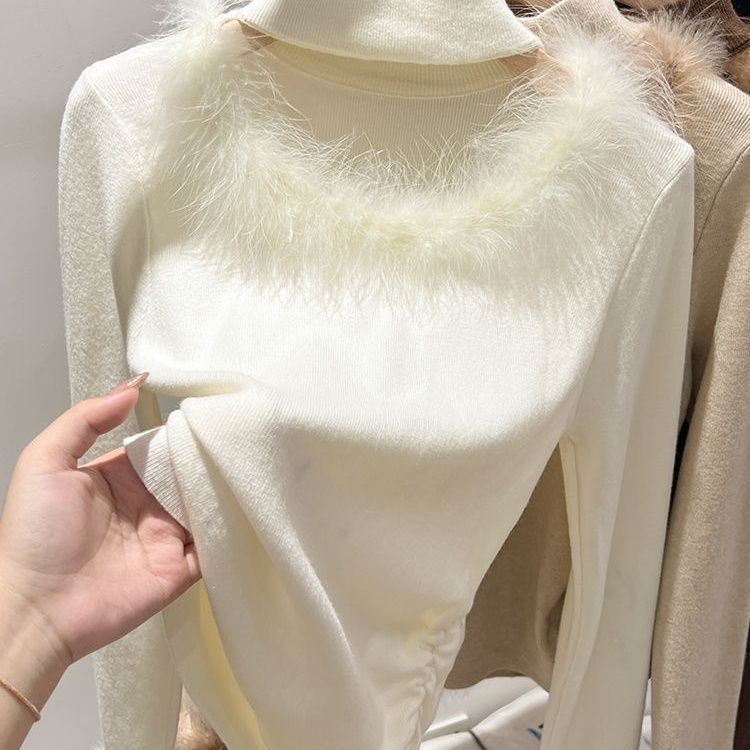 Abbigliamento da donna, ragazza calda, design corto, pizzo, pelliccia, manica lunga, vestibilità attillata, velluto tedesco, più velluto caldo, interno inferiore, camicia_voghion.com