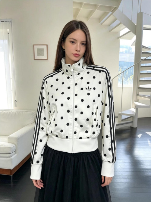 European and American Cross-Border Foreign Trade 26Ss Spring New Striped Polka Dot Stand Collar Jacket Women's Slim Fit Sports Sun Protection Jacket European and American Cross-Border Foreign Trade 26Ss Spring New Striped Polka Dot Stand Collar Jacket Women's Slim Fit Sports Sun Protection Jacket